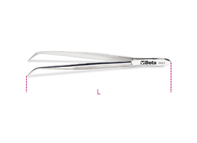 Beta Tools Model 991  130mm-Bent Thin Spring Tweezers