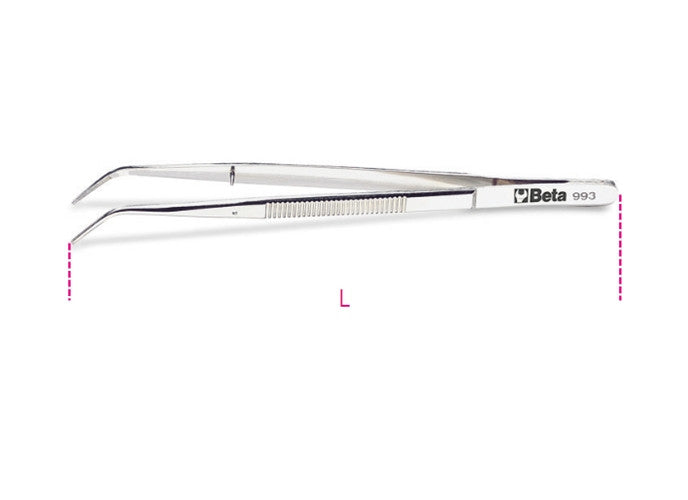 Beta Tools Model 993  145mm-Bent Thin Pin Spring Tweezers