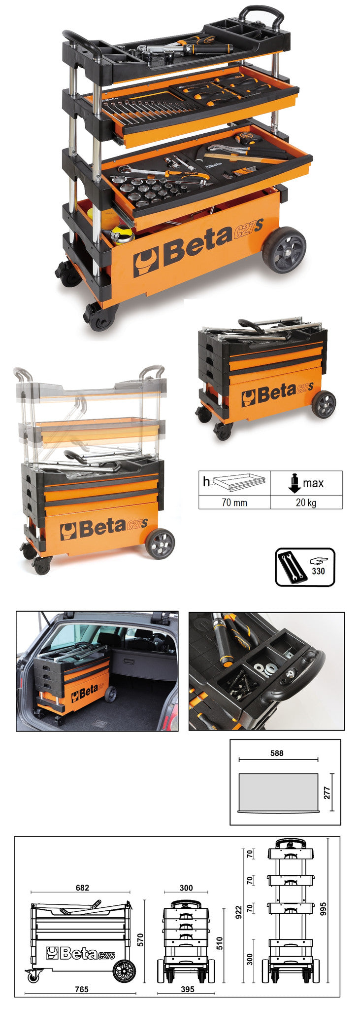 Beta Tools Model C27S Folding Tool Trolley