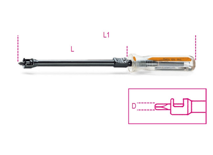 Beta Tools Model 1251  2X6X175mm-Screwholding Screwdrivers Ph