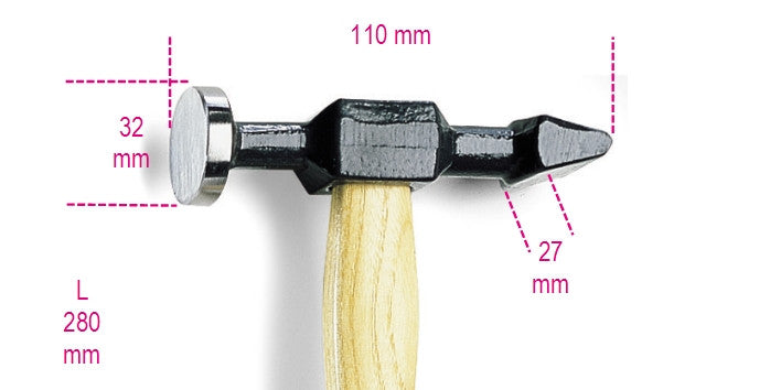 Beta Tools Model 1359  T-Hammer Round Flat-Horizontal Pein