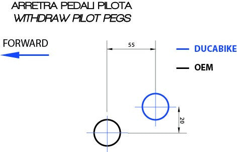 DBK Special Parts (Ducabike) Rearward Rearset Mount kit the Ducati XDiavel