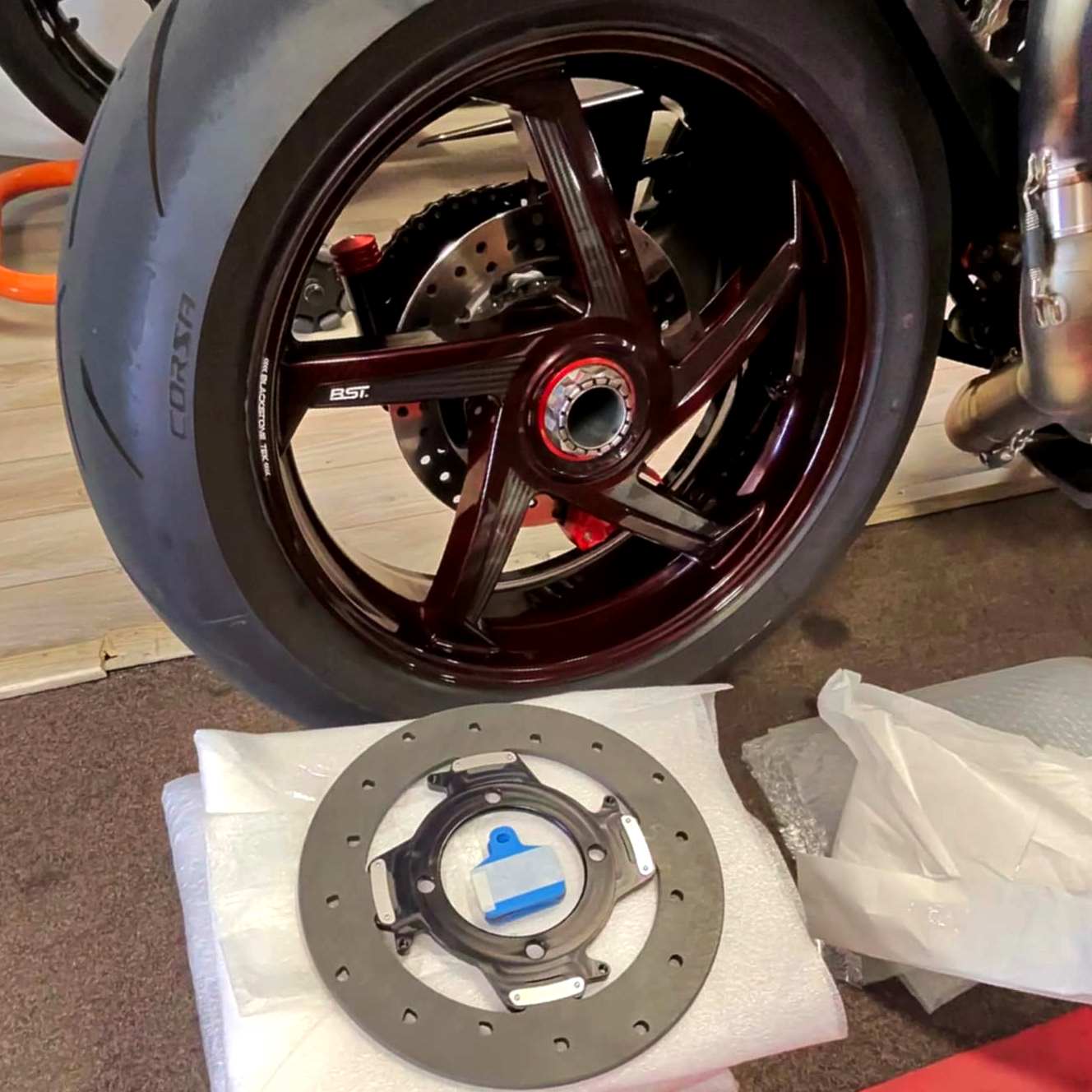 Sicom Dual Matrix Carbon Ceramic (DMC) Floating Rear Brake Rotor AND Pads for the Ducati Panigale 1299 / 1199 / V4 some Monster and Multistrada 1200 245mm X 6mm