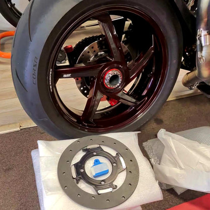Sicom Dual Matrix Carbon Ceramic (DMC) Floating Rear Brake Rotor AND Pads for the Ducati Panigale 1299 / 1199 / V4 some Monster and Multistrada 1200 245mm X 6mm