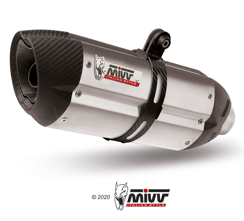 MIVV Sound Inox, 2 Slip-On, Under The Saddle Position Exhaust For Aprilia Dorsoduro 750 2008-2020