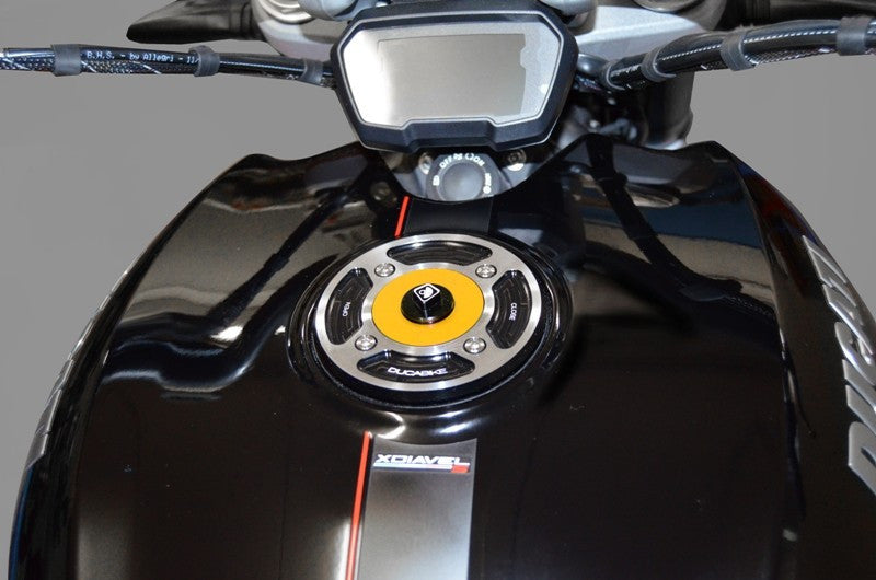 DBK Special Parts (Ducabike) Contrast Cut Base Fuel Tank Cap for the Ducati Panigale (all) Superleggera, Scrambler, Streetfighter, and XDiavel