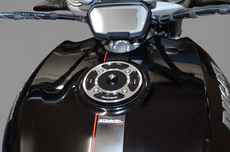DBK Special Parts (Ducabike) Contrast Cut Base Fuel Tank Cap for the Ducati Panigale (all) Superleggera, Scrambler, Streetfighter, and XDiavel