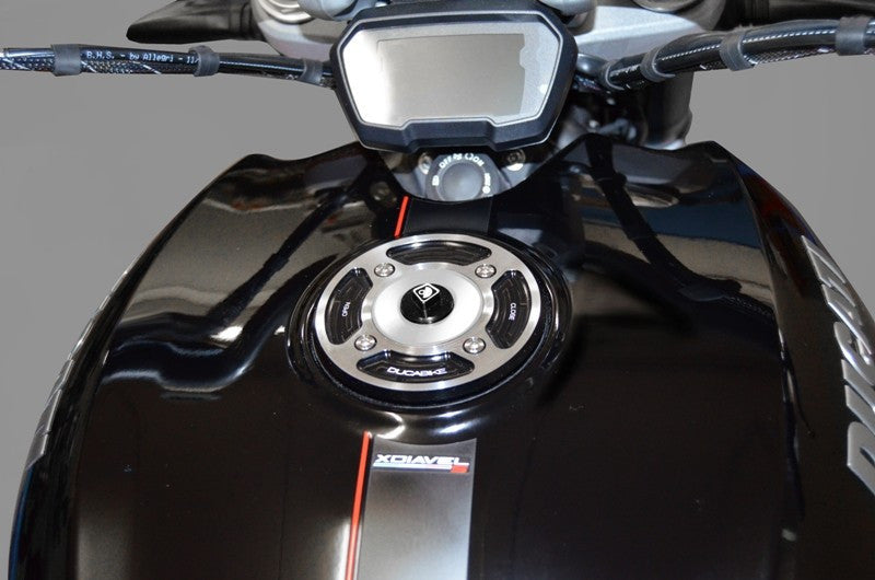 DBK Special Parts (Ducabike) Contrast Cut Base Fuel Tank Cap for the Ducati Panigale (all) Superleggera, Scrambler, Streetfighter, and XDiavel