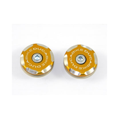 DBK Special Parts (Ducabike) Contrast Cut Billet Swingarm Pivot (main frame) Caps for the Ducati Panigale / Streetfighter V4 / S / R / Speciale