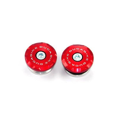 DBK Special Parts (Ducabike) Solid Color Billet Swingarm Pivot (main frame) Caps for the Ducati Panigale / Streetfighter V4 / S / R / Speciale