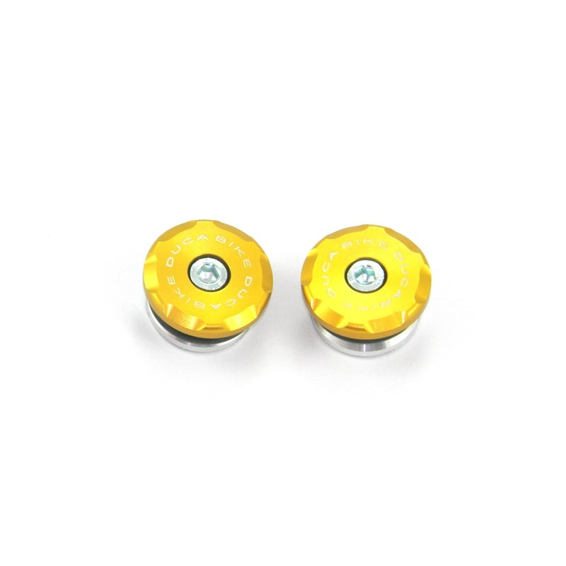 DBK Special Parts (Ducabike) Solid Color Billet Swingarm Pivot (main frame) Caps for the Ducati Panigale / Streetfighter V4 / S / R / Speciale