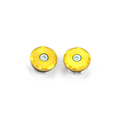 DBK Special Parts (Ducabike) Solid Color Billet Swingarm Pivot (main frame) Caps for the Ducati Panigale / Streetfighter V4 / S / R / Speciale
