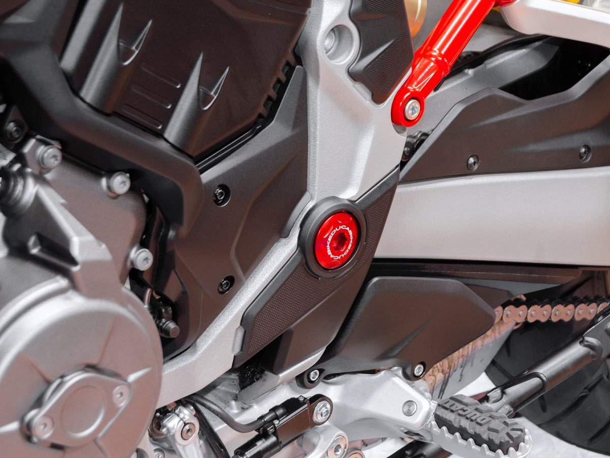 DBK Special Parts (Ducabike) Billet Main Frame Caps (Swing arm pivot) for the Ducati Multistrada V4