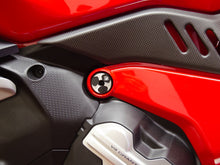 DBK Special Parts (Ducabike) Tri Blade Contrast Cut Billet Main Frame Caps for the Ducati Diavel V4