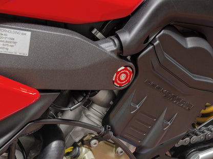DBK Special Parts (Ducabike) Contrast Cut Billet Upper Frame Caps for the Ducati Panigale / Streetfighter V4 / S / R / Speciale