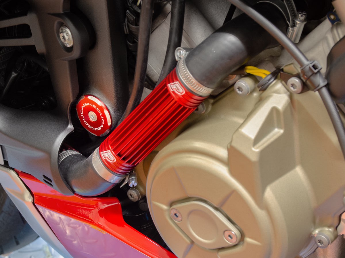 DBK Special Parts (Ducabike) Contrast Cut Billet Forward Frame Caps for the Ducati Streetfighter V4 / S