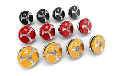DBK Special Parts (Ducabike) Tri Blade Contrast Cut Billet Frame Plugs for the Ducati XDiavel and Diavel 1260