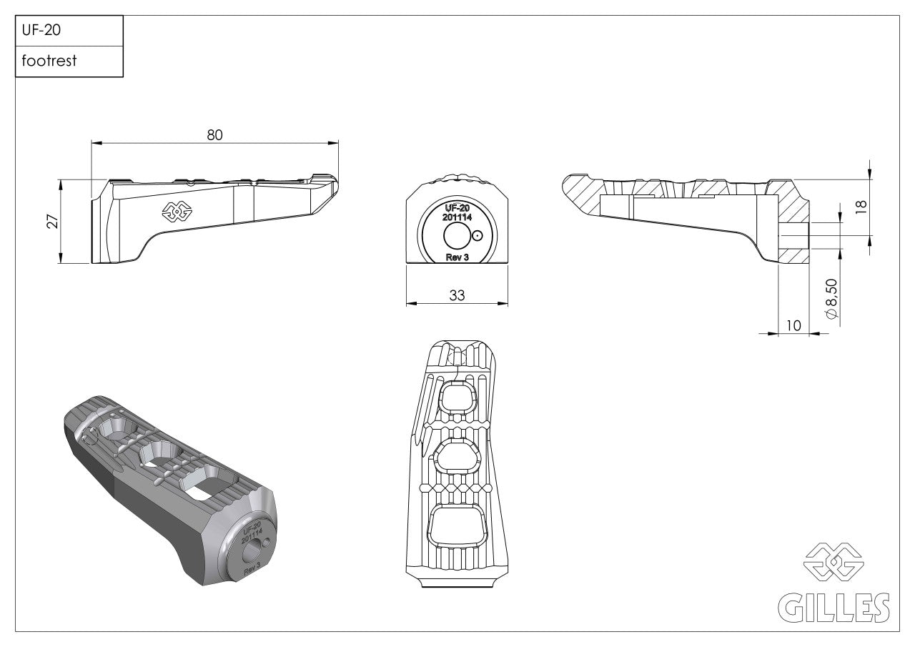 Gilles RGK2 Foldable Rider Touring Footpegs for the BMW R 1200 / 1250 GS / Adventure (13-24)
